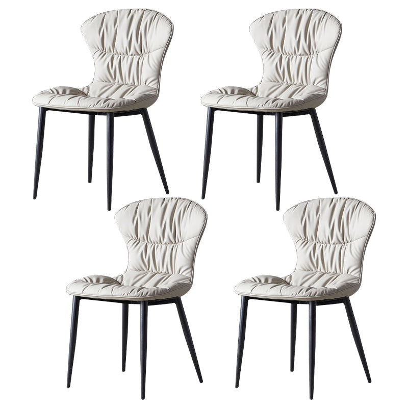 Contemporary Dining Armless Chair Matte Finish Leather Curved Parsons Side Chair Light Gray Set of 4 Clearhalo ' kitchen&dining_furn' 'Dining Chairs' 'Dining Tables & Seating' 'dining_chair' 'Furniture' 'furniture_dining_chair' 'Kitchen & Dining Furniture' 'kitchen' 4481111
