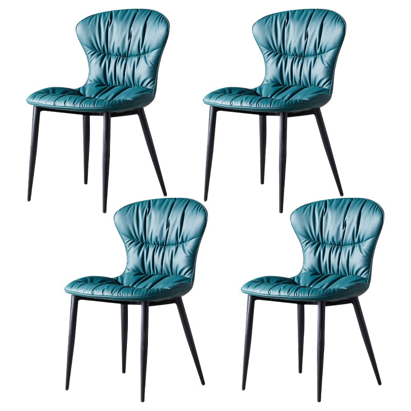 Contemporary Dining Armless Chair Matte Finish Leather Curved Parsons Side Chair Navy Set of 4 Clearhalo ' kitchen&dining_furn' 'Dining Chairs' 'Dining Tables & Seating' 'dining_chair' 'Furniture' 'furniture_dining_chair' 'Kitchen & Dining Furniture' 'kitchen' 4481122