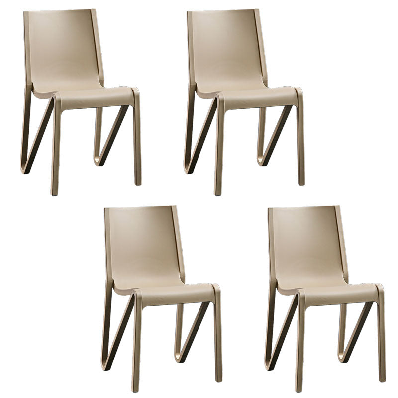 Plastic Scandinavian Kitchen Dining Room Side Chair Solid Back Chair Khaki 4 Piece Set Clearhalo ' kitchen&dining_furn' 'Dining Chairs' 'Dining Tables & Seating' 'dining_chair' 'furn' 'furn_dining_chair' 'Furniture' 'furniture_dining_chair' 'Kitchen & Dining Furniture' 'kitchen' 4481125