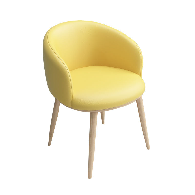 Modern Home Upholstered Arm Chair Matte Finish Solid Back Dining Chair Light Yellow 1 Piece Clearhalo ' kitchen&dining_furn' 'Dining Chairs' 'Dining Tables & Seating' 'dining_chair' 'furn' 'furn_dining_chair' 'Furniture' 'furniture_dining_chair' 'Kitchen & Dining Furniture' 'kitchen' 4481174