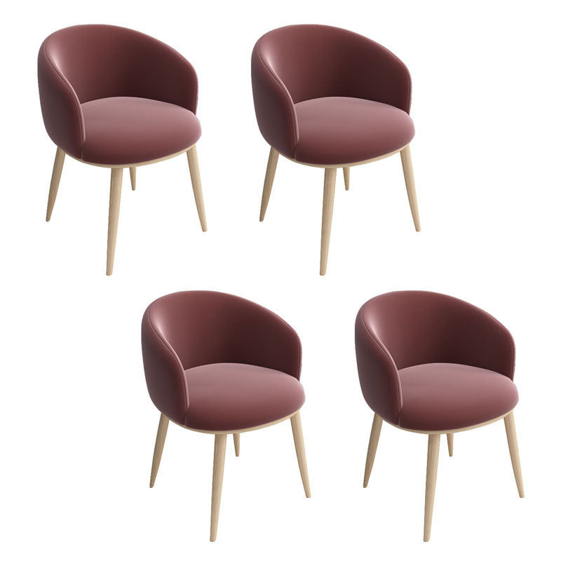 Modern Home Upholstered Arm Chair Matte Finish Solid Back Dining Chair Burgundy 4 Piece Set Clearhalo ' kitchen&dining_furn' 'Dining Chairs' 'Dining Tables & Seating' 'dining_chair' 'furn' 'furn_dining_chair' 'Furniture' 'furniture_dining_chair' 'Kitchen & Dining Furniture' 'kitchen' 4481194