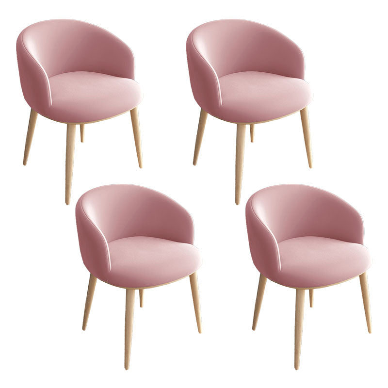 Modern Home Upholstered Arm Chair Matte Finish Solid Back Dining Chair Pinkish Red 4 Piece Set Clearhalo ' kitchen&dining_furn' 'Dining Chairs' 'Dining Tables & Seating' 'dining_chair' 'furn' 'furn_dining_chair' 'Furniture' 'furniture_dining_chair' 'Kitchen & Dining Furniture' 'kitchen' 4481197