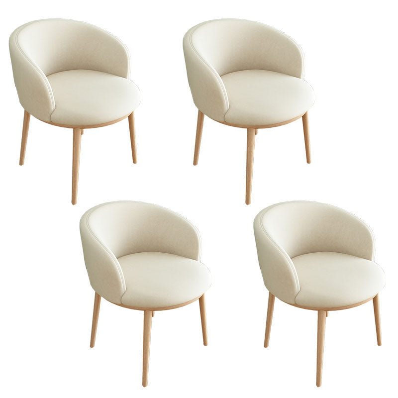 Modern Home Upholstered Arm Chair Matte Finish Solid Back Dining Chair Off-White 4 Piece Set Clearhalo ' kitchen&dining_furn' 'Dining Chairs' 'Dining Tables & Seating' 'dining_chair' 'furn' 'furn_dining_chair' 'Furniture' 'furniture_dining_chair' 'Kitchen & Dining Furniture' 'kitchen' 4481203