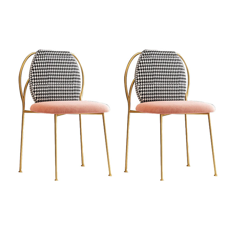 Scandinavian Style Armless Solid Back Chair Fabric Dining Side Chairs for Home Pink 2 Piece Set Clearhalo ' kitchen&dining_furn' 'Dining Chairs' 'Dining Tables & Seating' 'dining_chair' 'furn' 'furn_dining_chair' 'Furniture' 'furniture_dining_chair' 'Kitchen & Dining Furniture' 'kitchen' 4481213