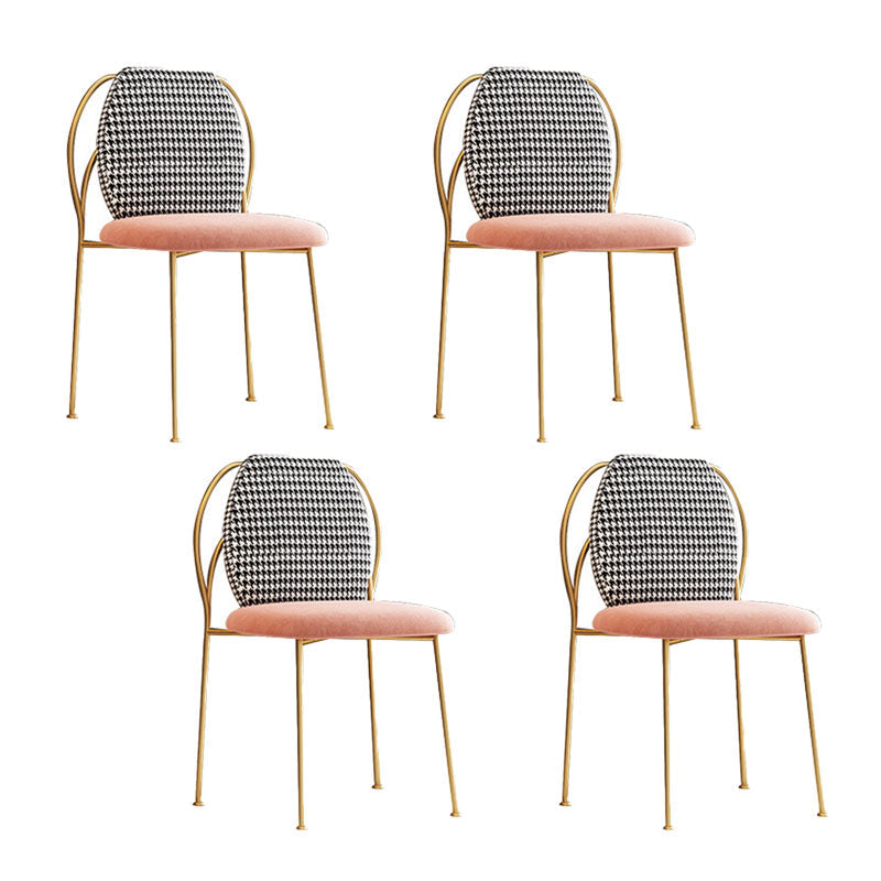 Scandinavian Style Armless Solid Back Chair Fabric Dining Side Chairs for Home Pink 4 Piece Set Clearhalo ' kitchen&dining_furn' 'Dining Chairs' 'Dining Tables & Seating' 'dining_chair' 'furn' 'furn_dining_chair' 'Furniture' 'furniture_dining_chair' 'Kitchen & Dining Furniture' 'kitchen' 4481216