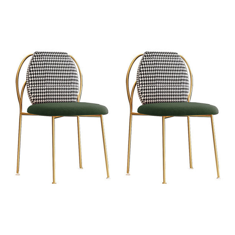 Scandinavian Style Armless Solid Back Chair Fabric Dining Side Chairs for Home Green 2 Piece Set Clearhalo ' kitchen&dining_furn' 'Dining Chairs' 'Dining Tables & Seating' 'dining_chair' 'furn' 'furn_dining_chair' 'Furniture' 'furniture_dining_chair' 'Kitchen & Dining Furniture' 'kitchen' 4481225