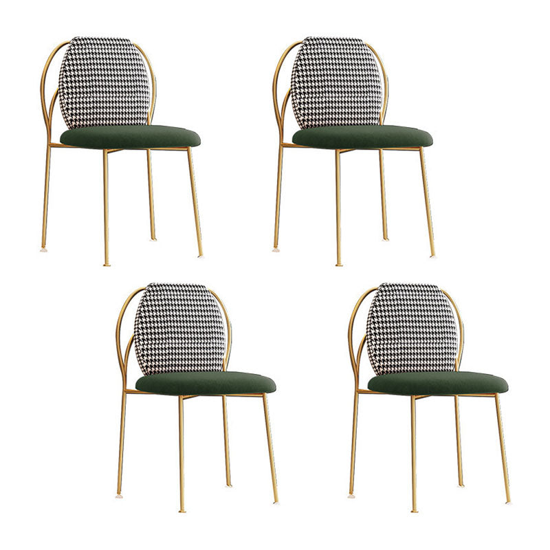 Scandinavian Style Armless Solid Back Chair Fabric Dining Side Chairs for Home Green 4 Piece Set Clearhalo ' kitchen&dining_furn' 'Dining Chairs' 'Dining Tables & Seating' 'dining_chair' 'furn' 'furn_dining_chair' 'Furniture' 'furniture_dining_chair' 'Kitchen & Dining Furniture' 'kitchen' 4481227