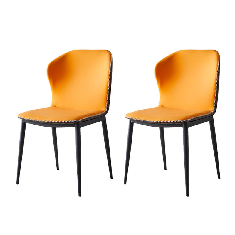 Modern Style Kitchen Metal Dining Chair Wingback Dining Armless Side Chairs Orange 2 Piece Set Clearhalo ' kitchen&dining_furn' 'Dining Chairs' 'Dining Tables & Seating' 'dining_chair' 'furn' 'furn_dining_chair' 'Furniture' 'furniture_dining_chair' 'Kitchen & Dining Furniture' 'kitchen' 4481233