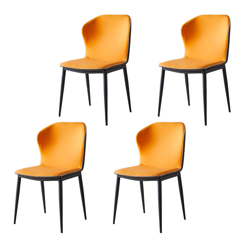 Modern Style Kitchen Metal Dining Chair Wingback Dining Armless Side Chairs Orange 4 Piece Set Clearhalo ' kitchen&dining_furn' 'Dining Chairs' 'Dining Tables & Seating' 'dining_chair' 'furn' 'furn_dining_chair' 'Furniture' 'furniture_dining_chair' 'Kitchen & Dining Furniture' 'kitchen' 4481235