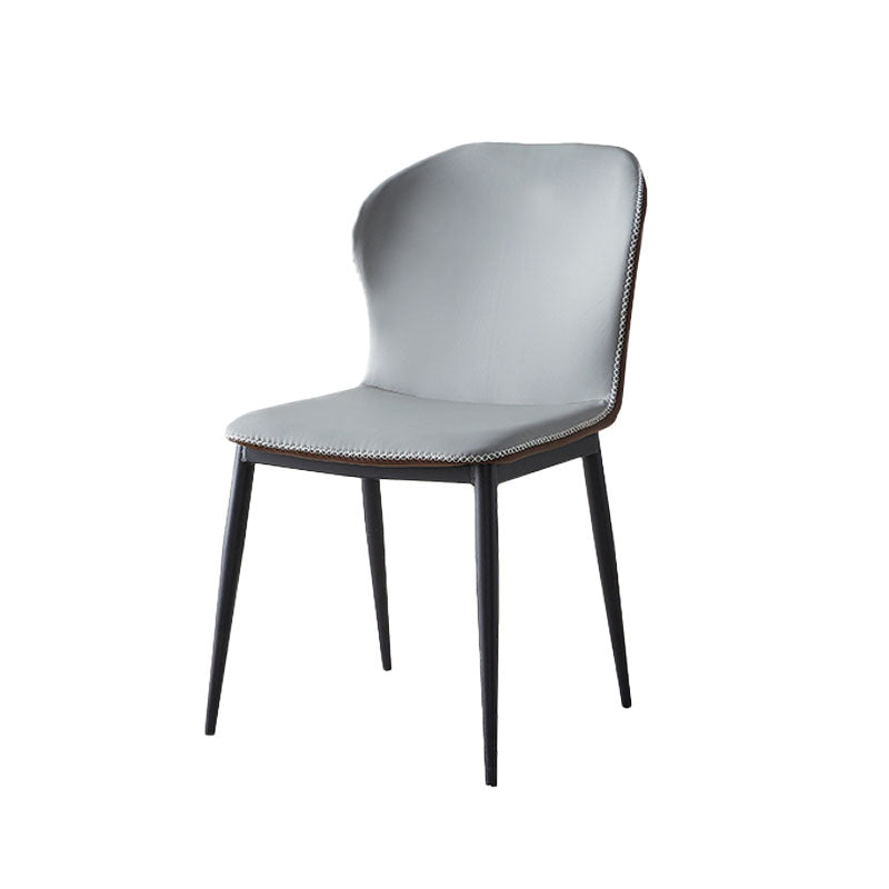 Modern Style Kitchen Metal Dining Chair Wingback Dining Armless Side Chairs Light Gray 1 Piece Clearhalo ' kitchen&dining_furn' 'Dining Chairs' 'Dining Tables & Seating' 'dining_chair' 'furn' 'furn_dining_chair' 'Furniture' 'furniture_dining_chair' 'Kitchen & Dining Furniture' 'kitchen' 4481237