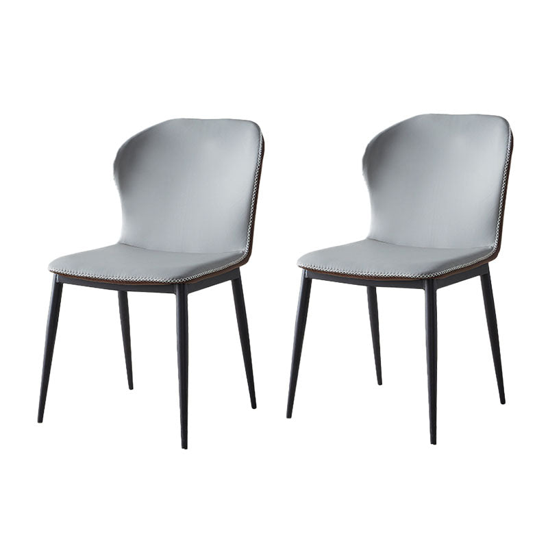 Modern Style Kitchen Metal Dining Chair Wingback Dining Armless Side Chairs Light Gray 2 Piece Set Clearhalo ' kitchen&dining_furn' 'Dining Chairs' 'Dining Tables & Seating' 'dining_chair' 'furn' 'furn_dining_chair' 'Furniture' 'furniture_dining_chair' 'Kitchen & Dining Furniture' 'kitchen' 4481240