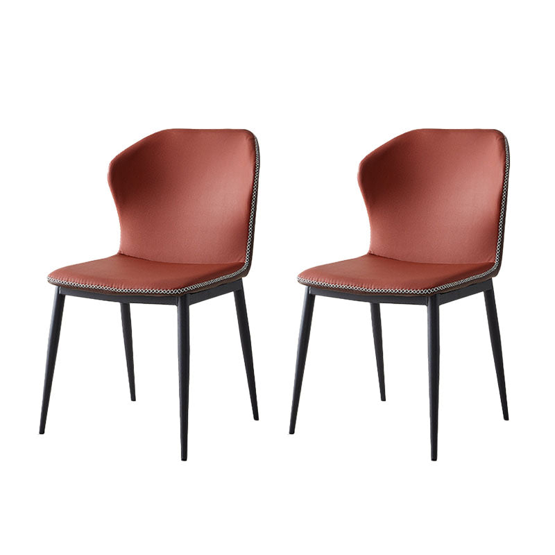 Modern Style Kitchen Metal Dining Chair Wingback Dining Armless Side Chairs Red Brown 2 Piece Set Clearhalo ' kitchen&dining_furn' 'Dining Chairs' 'Dining Tables & Seating' 'dining_chair' 'furn' 'furn_dining_chair' 'Furniture' 'furniture_dining_chair' 'Kitchen & Dining Furniture' 'kitchen' 4481251