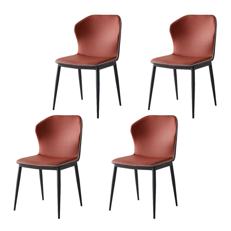 Modern Style Kitchen Metal Dining Chair Wingback Dining Armless Side Chairs Red Brown 4 Piece Set Clearhalo ' kitchen&dining_furn' 'Dining Chairs' 'Dining Tables & Seating' 'dining_chair' 'furn' 'furn_dining_chair' 'Furniture' 'furniture_dining_chair' 'Kitchen & Dining Furniture' 'kitchen' 4481252