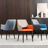 Contemporary Arm Chair Matte Finish Leather Curved Parsons Chair for Dining Room Clearhalo ' kitchen&dining_furn' 'Dining Chairs' 'Dining Tables & Seating' 'dining_chair' 'Furniture' 'furniture_dining_chair' 'Kitchen & Dining Furniture' 'kitchen' 4481256