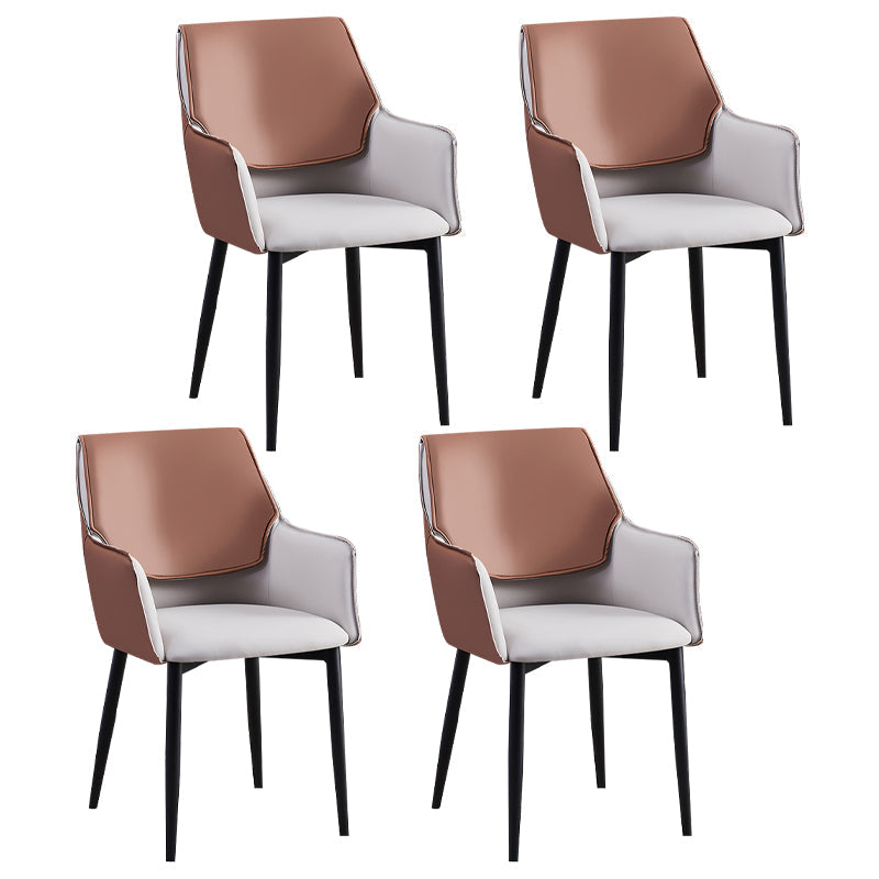 Contemporary Arm Chair Matte Finish Leather Curved Parsons Chair for Dining Room Grey Set of 4 Clearhalo ' kitchen&dining_furn' 'Dining Chairs' 'Dining Tables & Seating' 'dining_chair' 'Furniture' 'furniture_dining_chair' 'Kitchen & Dining Furniture' 'kitchen' 4481258