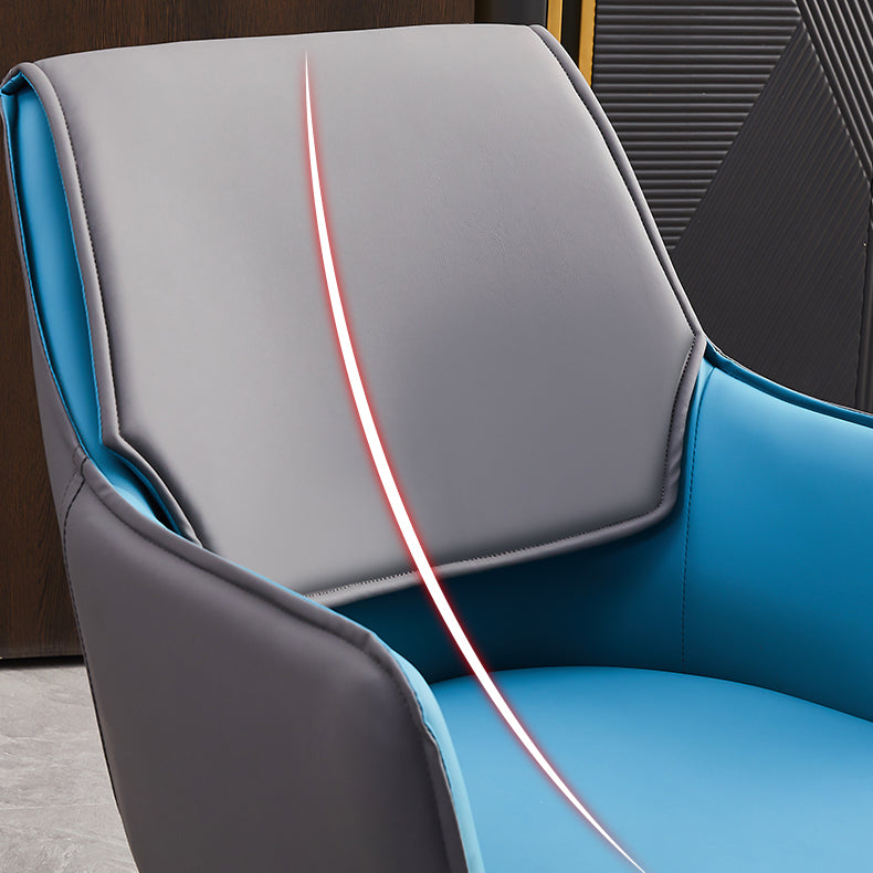 Contemporary Arm Chair Matte Finish Leather Curved Parsons Chair for Dining Room Clearhalo ' kitchen&dining_furn' 'Dining Chairs' 'Dining Tables & Seating' 'dining_chair' 'Furniture' 'furniture_dining_chair' 'Kitchen & Dining Furniture' 'kitchen' 4481269