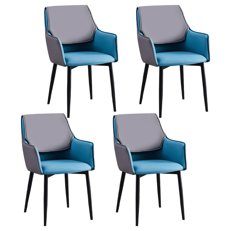 Contemporary Arm Chair Matte Finish Leather Curved Parsons Chair for Dining Room Blue Set of 4 Clearhalo ' kitchen&dining_furn' 'Dining Chairs' 'Dining Tables & Seating' 'dining_chair' 'Furniture' 'furniture_dining_chair' 'Kitchen & Dining Furniture' 'kitchen' 4481270