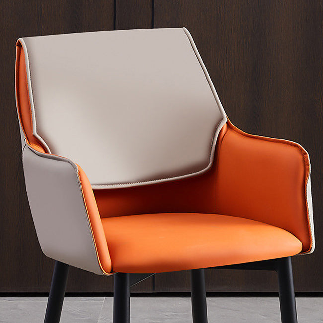 Contemporary Arm Chair Matte Finish Leather Curved Parsons Chair for Dining Room Clearhalo ' kitchen&dining_furn' 'Dining Chairs' 'Dining Tables & Seating' 'dining_chair' 'Furniture' 'furniture_dining_chair' 'Kitchen & Dining Furniture' 'kitchen' 4481271