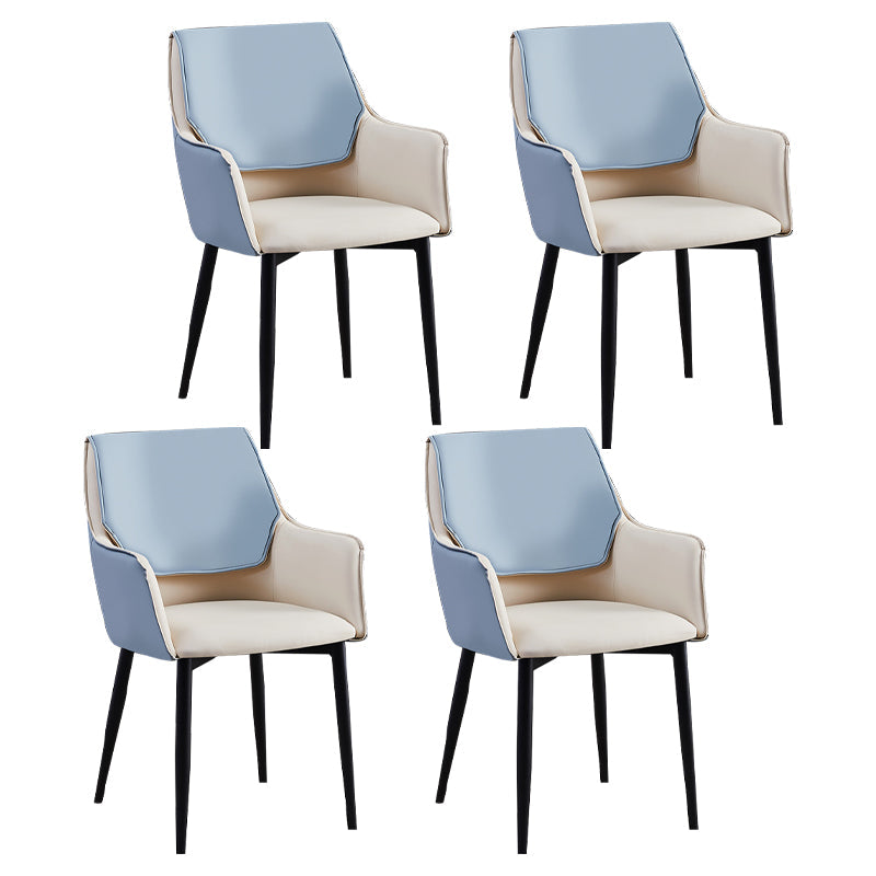 Contemporary Arm Chair Matte Finish Leather Curved Parsons Chair for Dining Room Off-White Set of 4 Clearhalo ' kitchen&dining_furn' 'Dining Chairs' 'Dining Tables & Seating' 'dining_chair' 'Furniture' 'furniture_dining_chair' 'Kitchen & Dining Furniture' 'kitchen' 4481276