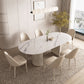 Contemporary 1/4/5/7 Pieces Dining Set Oval Dining Room Table Set 7 Pieces: Table, 6 Chairs Clearhalo 'Dining Room Sets' 'Dining Tables & Seating' 'dining_room_set' 'furn' 'furn_dining_room_set' 'Furniture' 'furniture_dining_room_set' 'Kitchen & Dining Furniture' 'kitchen&dining_furn' 'kitchen' 4481280