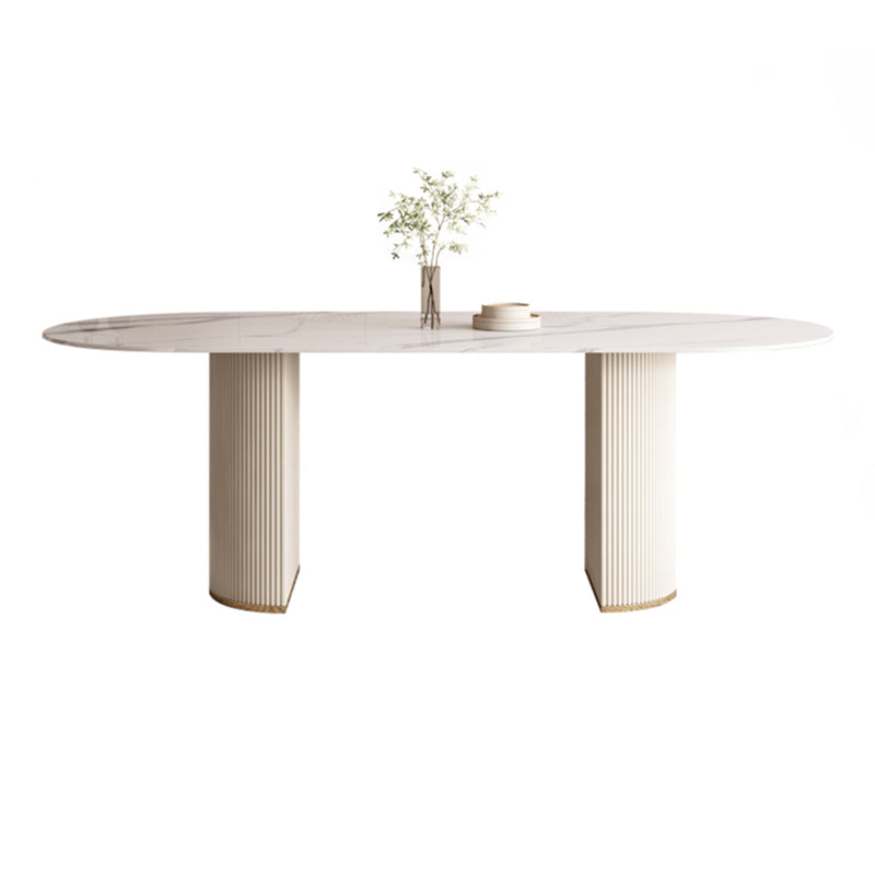 Contemporary 1/4/5/7 Pieces Dining Set Oval Dining Room Table Set White 71"L x 31"W Clearhalo 'Dining Room Sets' 'Dining Tables & Seating' 'dining_room_set' 'furn' 'furn_dining_room_set' 'Furniture' 'furniture_dining_room_set' 'Kitchen & Dining Furniture' 'kitchen&dining_furn' 'kitchen' 4481283