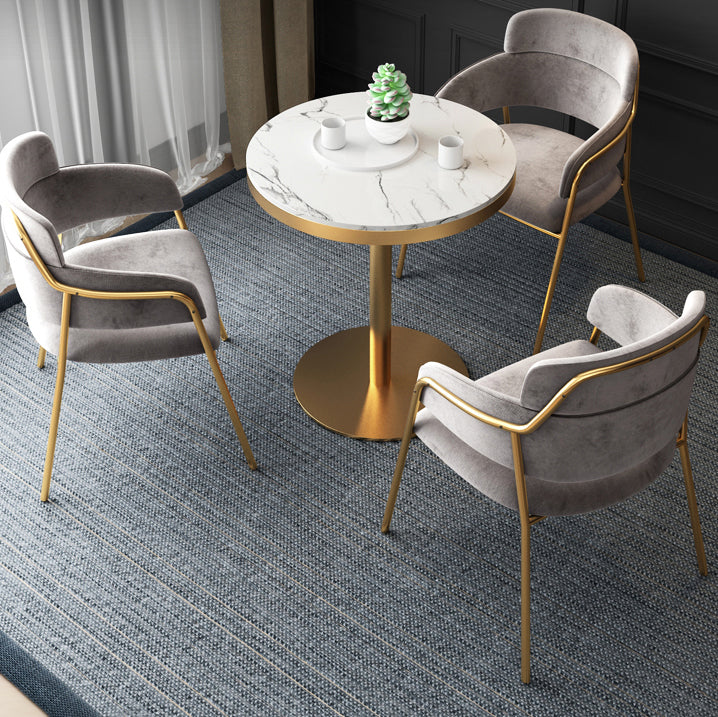 1/3/4/5 Pcs Metal Scandinavian Dining Room Set with Round Dinning Table Dinette Set 4 Pieces: Table, 3 Grey Chairs Clearhalo 'Dining Room Sets' 'Dining Tables & Seating' 'dining_room_set' 'furn' 'furn_dining_room_set' 'Furniture' 'furniture_dining_room_set' 'Kitchen & Dining Furniture' 'kitchen&dining_furn' 'kitchen' 4481315