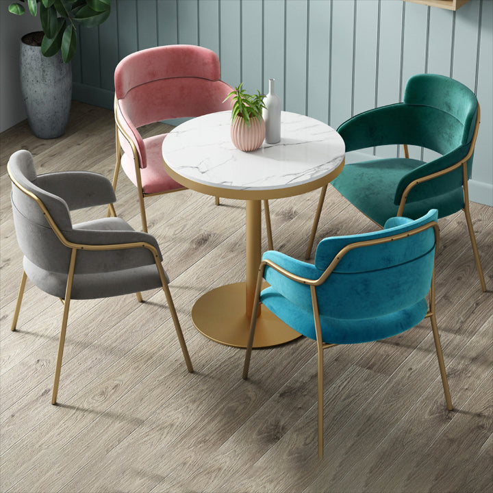 1/3/4/5 Pcs Metal Scandinavian Dining Room Set with Round Dinning Table Dinette Set 5 Pieces: Table, 4 Colorful Chairs Clearhalo 'Dining Room Sets' 'Dining Tables & Seating' 'dining_room_set' 'furn' 'furn_dining_room_set' 'Furniture' 'furniture_dining_room_set' 'Kitchen & Dining Furniture' 'kitchen&dining_furn' 'kitchen' 4481318