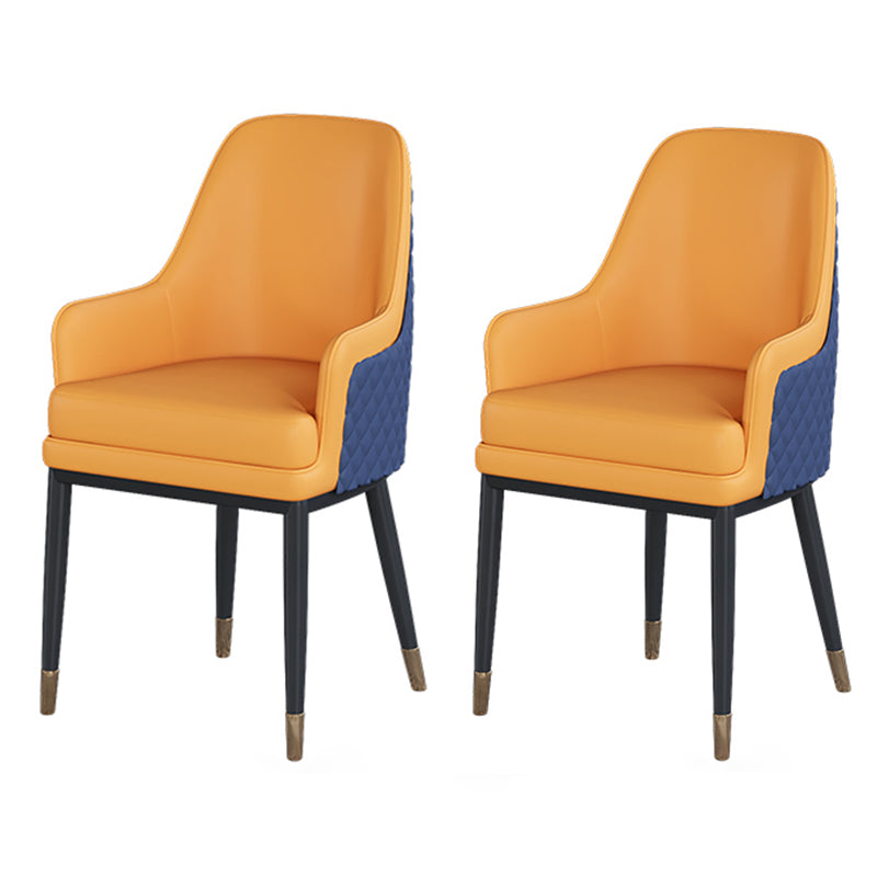 Glam 1/2/3/4/5 Pieces Dining Set Round Sintered Stone Dining Table Set 2 Orange Chairs Clearhalo 'Dining Room Sets' 'Dining Tables & Seating' 'dining_room_set' 'furn' 'furn_dining_room_set' 'Furniture' 'furniture_dining_room_set' 'Kitchen & Dining Furniture' 'kitchen&dining_furn' 'kitchen' 4481350