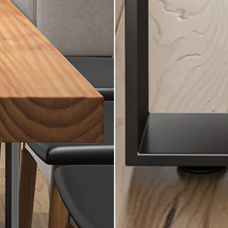 1/2/5/7 Pcs Metal Industrial Dining Set with Rectangle Table and Wooden Chairs Dinette Set Clearhalo 'Dining Room Sets' 'Dining Tables & Seating' 'dining_room_set' 'furn' 'furn_dining_room_set' 'Furniture' 'furniture_dining_room_set' 'Kitchen & Dining Furniture' 'kitchen&dining_furn' 'kitchen' 4481365