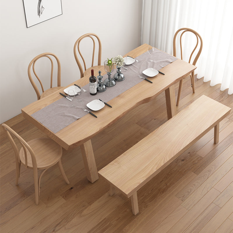 Modern 1/4/5/6 Pieces Dining Set with Solid Wood Table and Chairs Furniture 6 Pieces: Table, 4 Chairs, 1 Bench Clearhalo 'Dining Room Sets' 'Dining Tables & Seating' 'dining_room_set' 'furn' 'furn_dining_room_set' 'Furniture' 'furniture_dining_room_set' 'Kitchen & Dining Furniture' 'kitchen&dining_furn' 'kitchen' 4481383