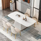 Glam 1/2/5/7 Pieces Dining Set Rectangle Sintered Stone Dining Furniture Set 5 Pieces: White Table, 4 Chairs Clearhalo 'Dining Room Sets' 'Dining Tables & Seating' 'dining_room_set' 'furn' 'furn_dining_room_set' 'Furniture' 'furniture_dining_room_set' 'Kitchen & Dining Furniture' 'kitchen&dining_furn' 'kitchen' 4481428