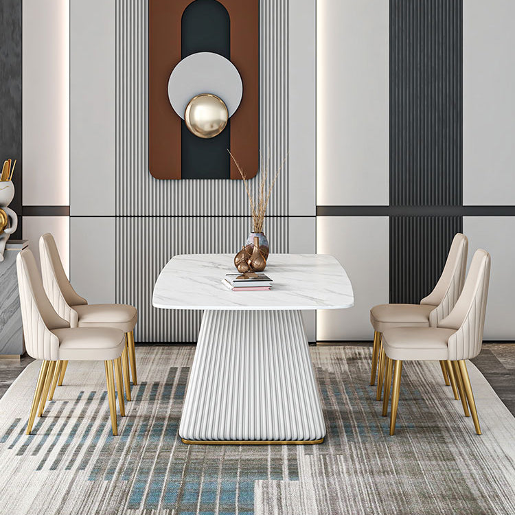 Glam 1/2/5/7 Pieces Dining Set Rectangle Sintered Stone Dining Furniture Set Clearhalo 'Dining Room Sets' 'Dining Tables & Seating' 'dining_room_set' 'furn' 'furn_dining_room_set' 'Furniture' 'furniture_dining_room_set' 'Kitchen & Dining Furniture' 'kitchen&dining_furn' 'kitchen' 4481437