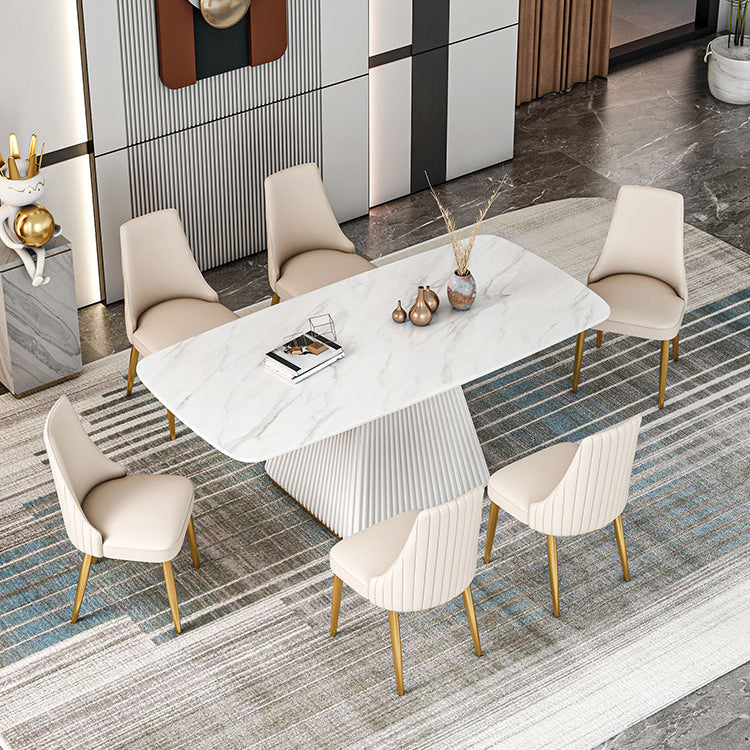 Glam 1/2/5/7 Pieces Dining Set Rectangle Sintered Stone Dining Furniture Set Clearhalo 'Dining Room Sets' 'Dining Tables & Seating' 'dining_room_set' 'furn' 'furn_dining_room_set' 'Furniture' 'furniture_dining_room_set' 'Kitchen & Dining Furniture' 'kitchen&dining_furn' 'kitchen' 4481438