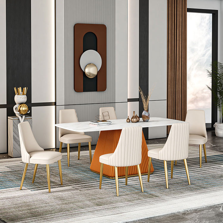 Glam 1/2/5/7 Pieces Dining Set Rectangle Sintered Stone Dining Furniture Set Clearhalo 'Dining Room Sets' 'Dining Tables & Seating' 'dining_room_set' 'furn' 'furn_dining_room_set' 'Furniture' 'furniture_dining_room_set' 'Kitchen & Dining Furniture' 'kitchen&dining_furn' 'kitchen' 4481439
