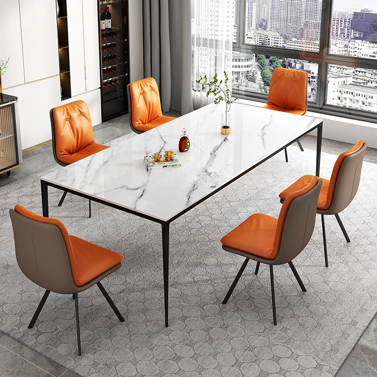 1/2/4/5/7/11 Pcs Metal Contemporary Dining Room Set with Rectangle Table Dinette Set 7 Pieces: Table, 6 Chairs Clearhalo 'Dining Room Sets' 'Dining Tables & Seating' 'dining_room_set' 'furn' 'furn_dining_room_set' 'Furniture' 'furniture_dining_room_set' 'Kitchen & Dining Furniture' 'kitchen&dining_furn' 'kitchen' 4481445