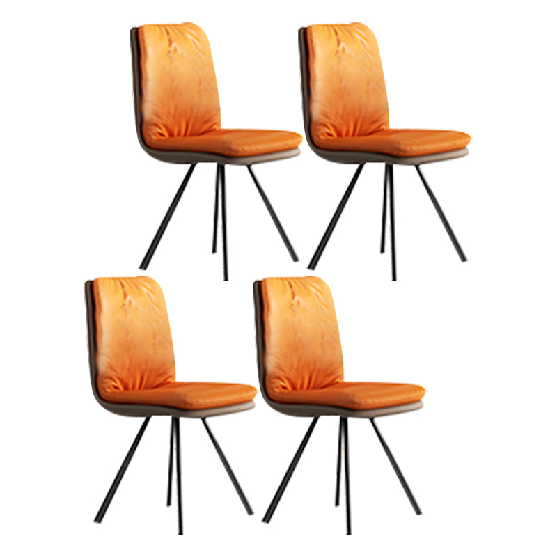 1/2/4/5/7/11 Pcs Metal Contemporary Dining Room Set with Rectangle Table Dinette Set 4 Orange Chairs Clearhalo 'Dining Room Sets' 'Dining Tables & Seating' 'dining_room_set' 'furn' 'furn_dining_room_set' 'Furniture' 'furniture_dining_room_set' 'Kitchen & Dining Furniture' 'kitchen&dining_furn' 'kitchen' 4481447