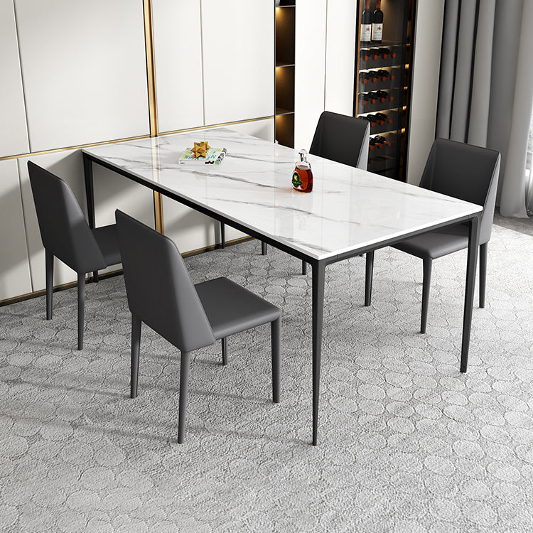 1/2/4/5/7/11 Pcs Metal Contemporary Dining Room Set with Rectangle Table Dinette Set 5 Pieces: Table, 4 Chairs Clearhalo 'Dining Room Sets' 'Dining Tables & Seating' 'dining_room_set' 'furn' 'furn_dining_room_set' 'Furniture' 'furniture_dining_room_set' 'Kitchen & Dining Furniture' 'kitchen&dining_furn' 'kitchen' 4481451