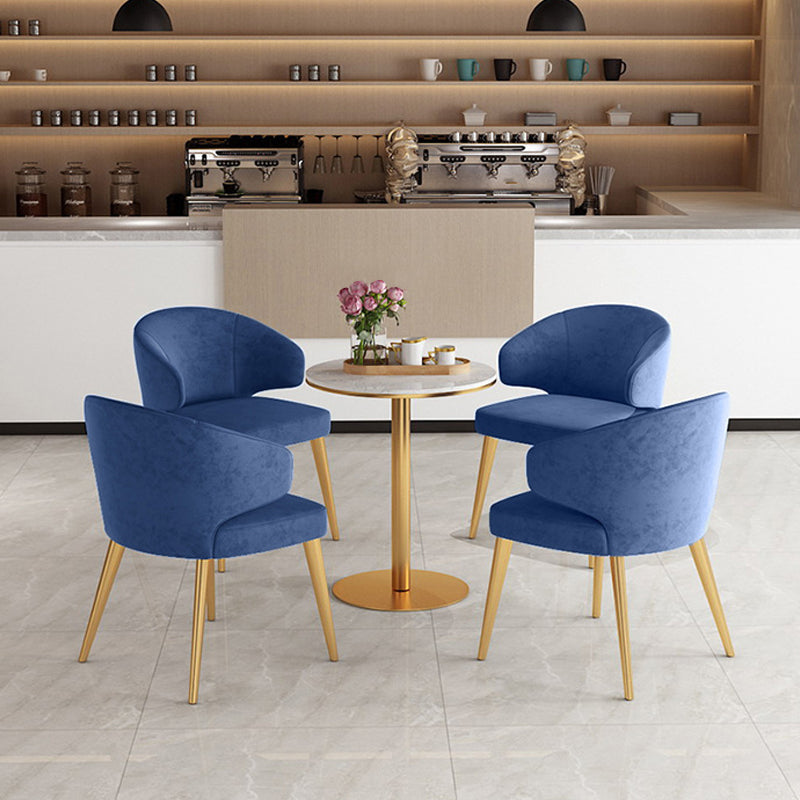 1/2/5 Pcs Metal Glam Style Dining Room Set with Round Table Dinette Set 5 Pieces: White Table, 4 Blue Chairs Clearhalo 'Dining Room Sets' 'Dining Tables & Seating' 'dining_room_set' 'Furniture' 'furniture_dining_room_set' 'Kitchen & Dining Furniture' 'kitchen&dining_furn' 'kitchen' 4481469
