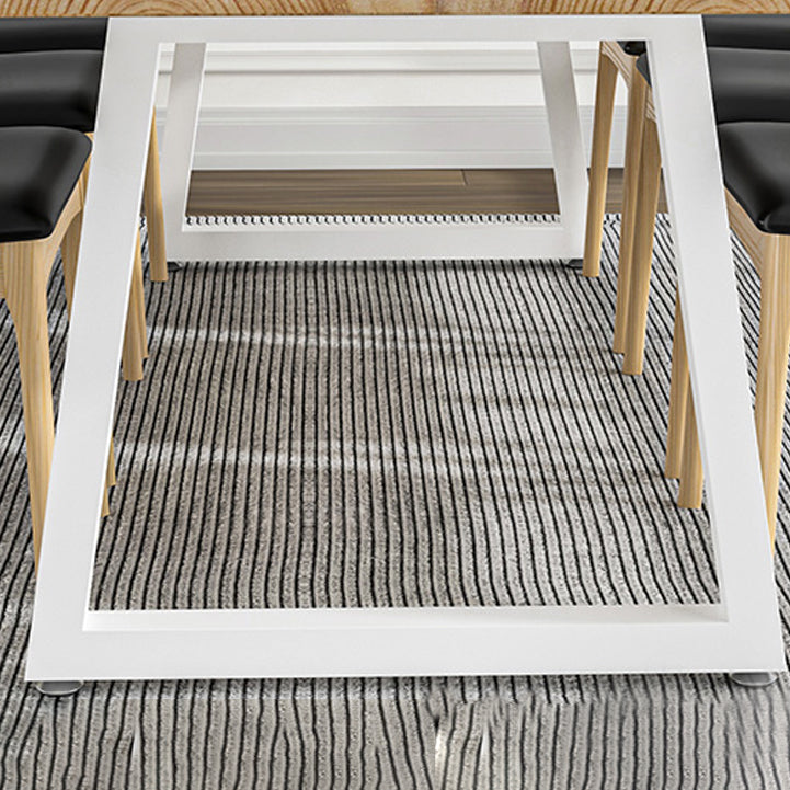 1/5/7 Pcs Metal Contemporary Dining Set with Rectangle Table and Wooden Chairs Dinette Set Clearhalo 'Dining Room Sets' 'Dining Tables & Seating' 'dining_room_set' 'furn' 'furn_dining_room_set' 'Furniture' 'furniture_dining_room_set' 'Kitchen & Dining Furniture' 'kitchen&dining_furn' 'kitchen' 4481532