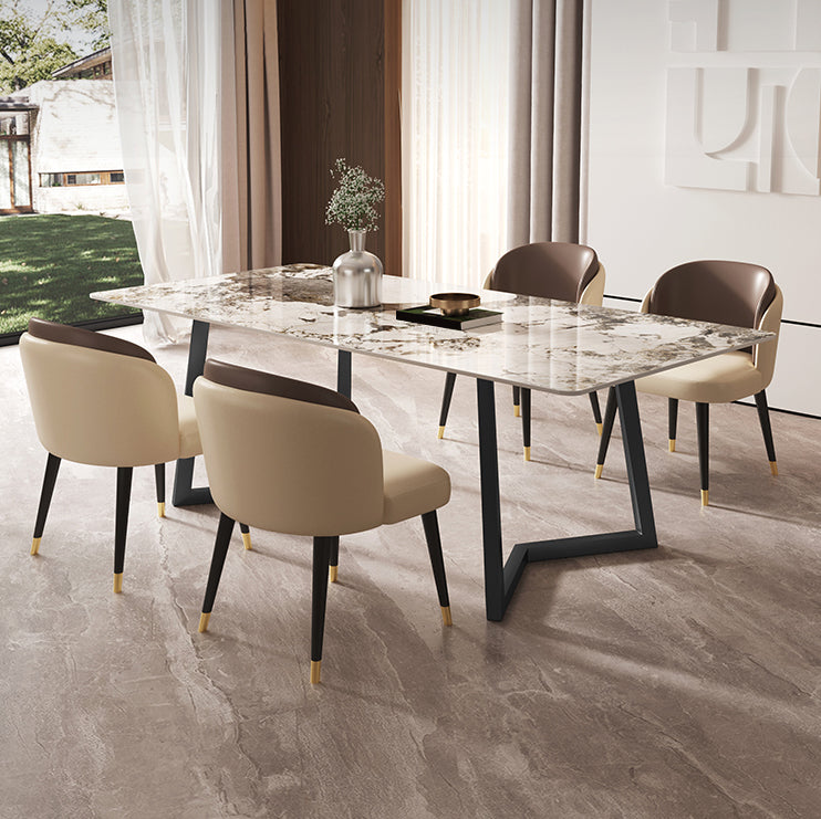 Minimalist 1/2/5/6/7 Pieces Dining Set Sintered Stone Dining Table Set Clearhalo 'Dining Room Sets' 'Dining Tables & Seating' 'dining_room_set' 'furn' 'furn_dining_room_set' 'Furniture' 'furniture_dining_room_set' 'Kitchen & Dining Furniture' 'kitchen&dining_furn' 'kitchen' 4481545