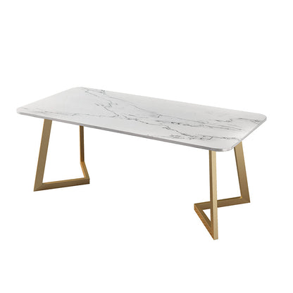 Nordic 1/4/5 Pieces Dining Set Sintered Stone Dining Table with Leather Chairs White 79"L x 31"W Clearhalo 'Dining Room Sets' 'Dining Tables & Seating' 'dining_room_set' 'furn' 'furn_dining_room_set' 'Furniture' 'furniture_dining_room_set' 'Kitchen & Dining Furniture' 'kitchen&dining_furn' 'kitchen' 4481568