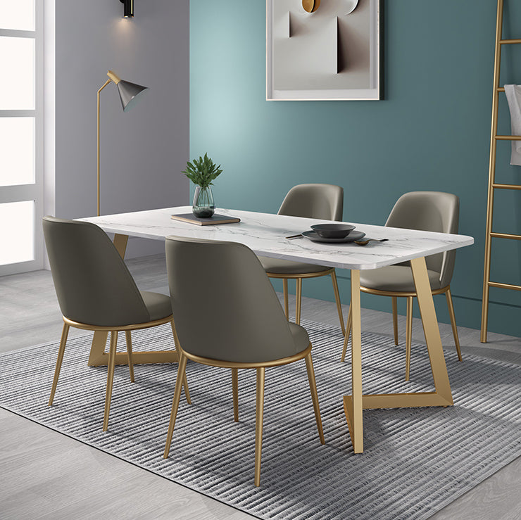 Nordic 1/4/5 Pieces Dining Set Sintered Stone Dining Table with Leather Chairs Clearhalo 'Dining Room Sets' 'Dining Tables & Seating' 'dining_room_set' 'furn' 'furn_dining_room_set' 'Furniture' 'furniture_dining_room_set' 'Kitchen & Dining Furniture' 'kitchen&dining_furn' 'kitchen' 4481570
