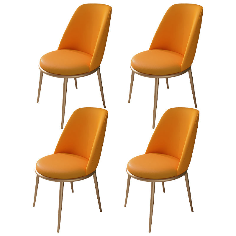 Nordic 1/4/5 Pieces Dining Set Sintered Stone Dining Table with Leather Chairs 4 Orange Chairs Clearhalo 'Dining Room Sets' 'Dining Tables & Seating' 'dining_room_set' 'furn' 'furn_dining_room_set' 'Furniture' 'furniture_dining_room_set' 'Kitchen & Dining Furniture' 'kitchen&dining_furn' 'kitchen' 4481574