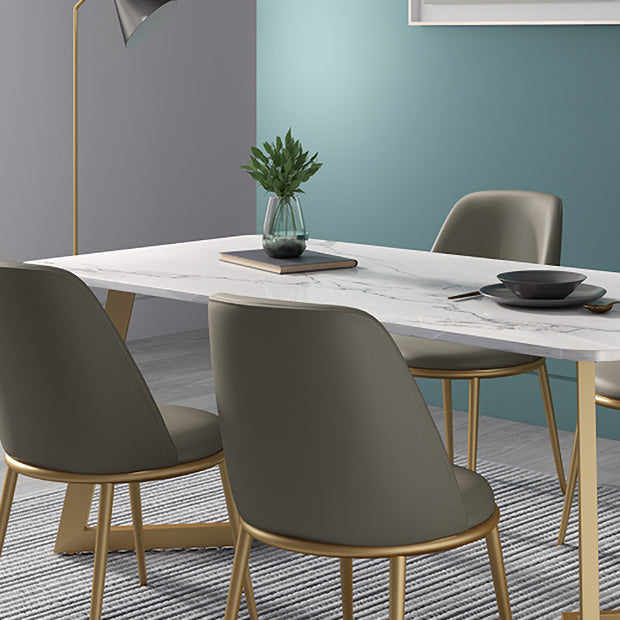 Nordic 1/4/5 Pieces Dining Set Sintered Stone Dining Table with Leather Chairs Clearhalo 'Dining Room Sets' 'Dining Tables & Seating' 'dining_room_set' 'furn' 'furn_dining_room_set' 'Furniture' 'furniture_dining_room_set' 'Kitchen & Dining Furniture' 'kitchen&dining_furn' 'kitchen' 4481579