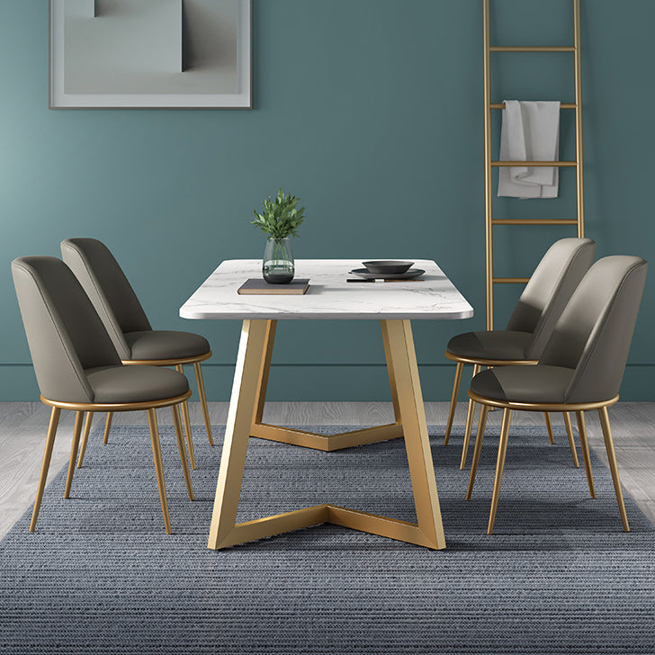 Nordic 1/4/5 Pieces Dining Set Sintered Stone Dining Table with Leather Chairs Clearhalo 'Dining Room Sets' 'Dining Tables & Seating' 'dining_room_set' 'furn' 'furn_dining_room_set' 'Furniture' 'furniture_dining_room_set' 'Kitchen & Dining Furniture' 'kitchen&dining_furn' 'kitchen' 4481580