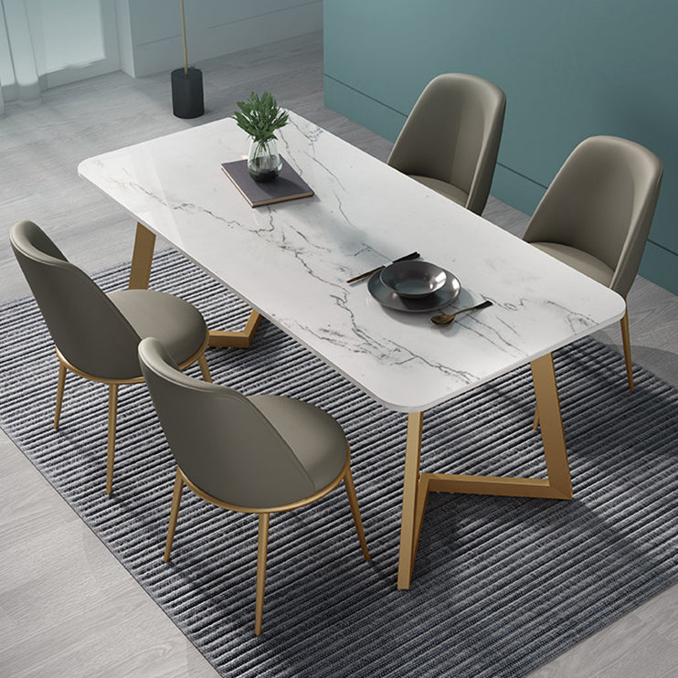 Nordic 1/4/5 Pieces Dining Set Sintered Stone Dining Table with Leather Chairs Clearhalo 'Dining Room Sets' 'Dining Tables & Seating' 'dining_room_set' 'furn' 'furn_dining_room_set' 'Furniture' 'furniture_dining_room_set' 'Kitchen & Dining Furniture' 'kitchen&dining_furn' 'kitchen' 4481581