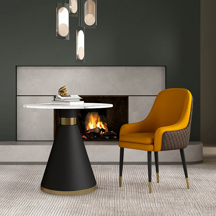 1/2/5 Pcs Metal Modern Dining Room Set with Round Table Dinette Set 2 Pieces: Table, 1 Orange Chair Clearhalo 'Dining Room Sets' 'Dining Tables & Seating' 'dining_room_set' 'furn' 'furn_dining_room_set' 'Furniture' 'furniture_dining_room_set' 'Kitchen & Dining Furniture' 'kitchen&dining_furn' 'kitchen' 4481599