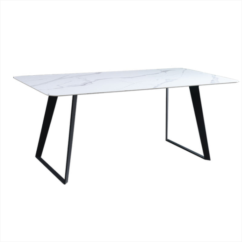 Modern 1/2/5/7 Pieces Rectangle Dining Set Sintered Stone Table with Leather Chairs White 70.9"L x 35.4"W Clearhalo 'Dining Room Sets' 'Dining Tables & Seating' 'dining_room_set' 'furn' 'furn_dining_room_set' 'Furniture' 'furniture_dining_room_set' 'Kitchen & Dining Furniture' 'kitchen&dining_furn' 'kitchen' 4481608