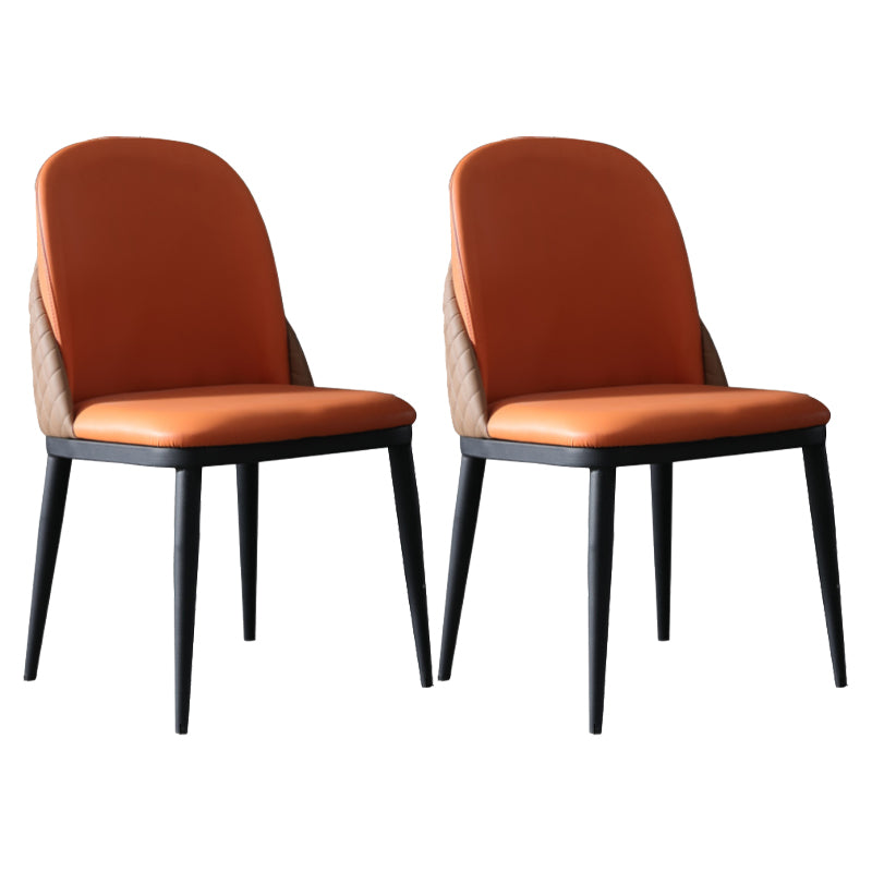 Modern 1/2/5/7 Pieces Rectangle Dining Set Sintered Stone Table with Leather Chairs 2 Orange Chairs Clearhalo 'Dining Room Sets' 'Dining Tables & Seating' 'dining_room_set' 'furn' 'furn_dining_room_set' 'Furniture' 'furniture_dining_room_set' 'Kitchen & Dining Furniture' 'kitchen&dining_furn' 'kitchen' 4481611