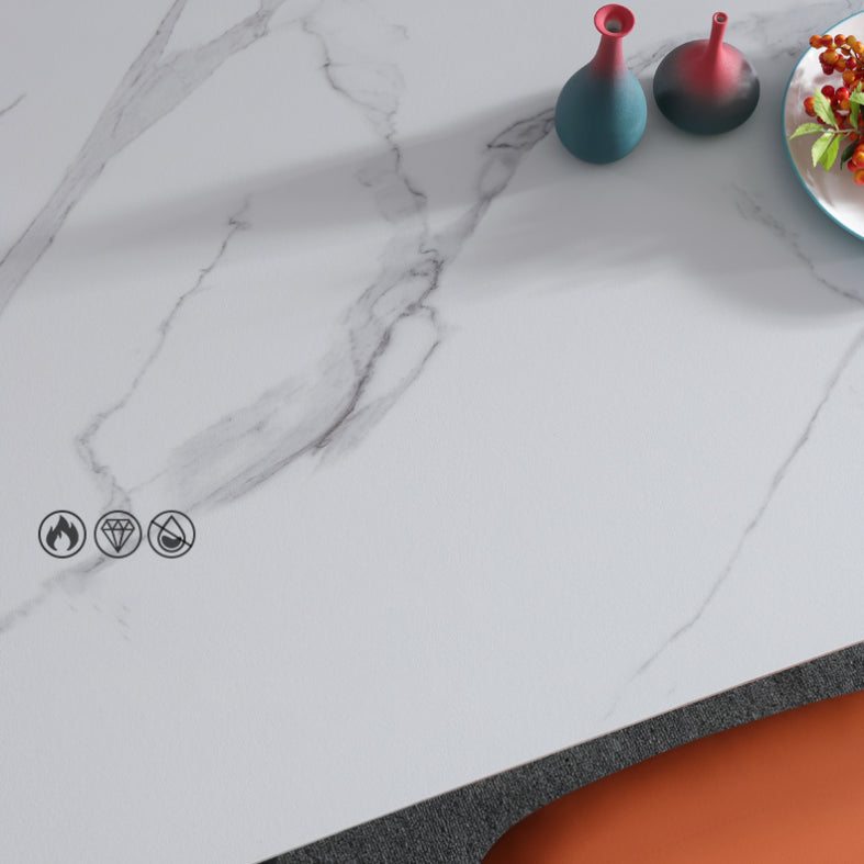 Modern 1/2/5/7 Pieces Rectangle Dining Set Sintered Stone Table with Leather Chairs Clearhalo 'Dining Room Sets' 'Dining Tables & Seating' 'dining_room_set' 'furn' 'furn_dining_room_set' 'Furniture' 'furniture_dining_room_set' 'Kitchen & Dining Furniture' 'kitchen&dining_furn' 'kitchen' 4481615